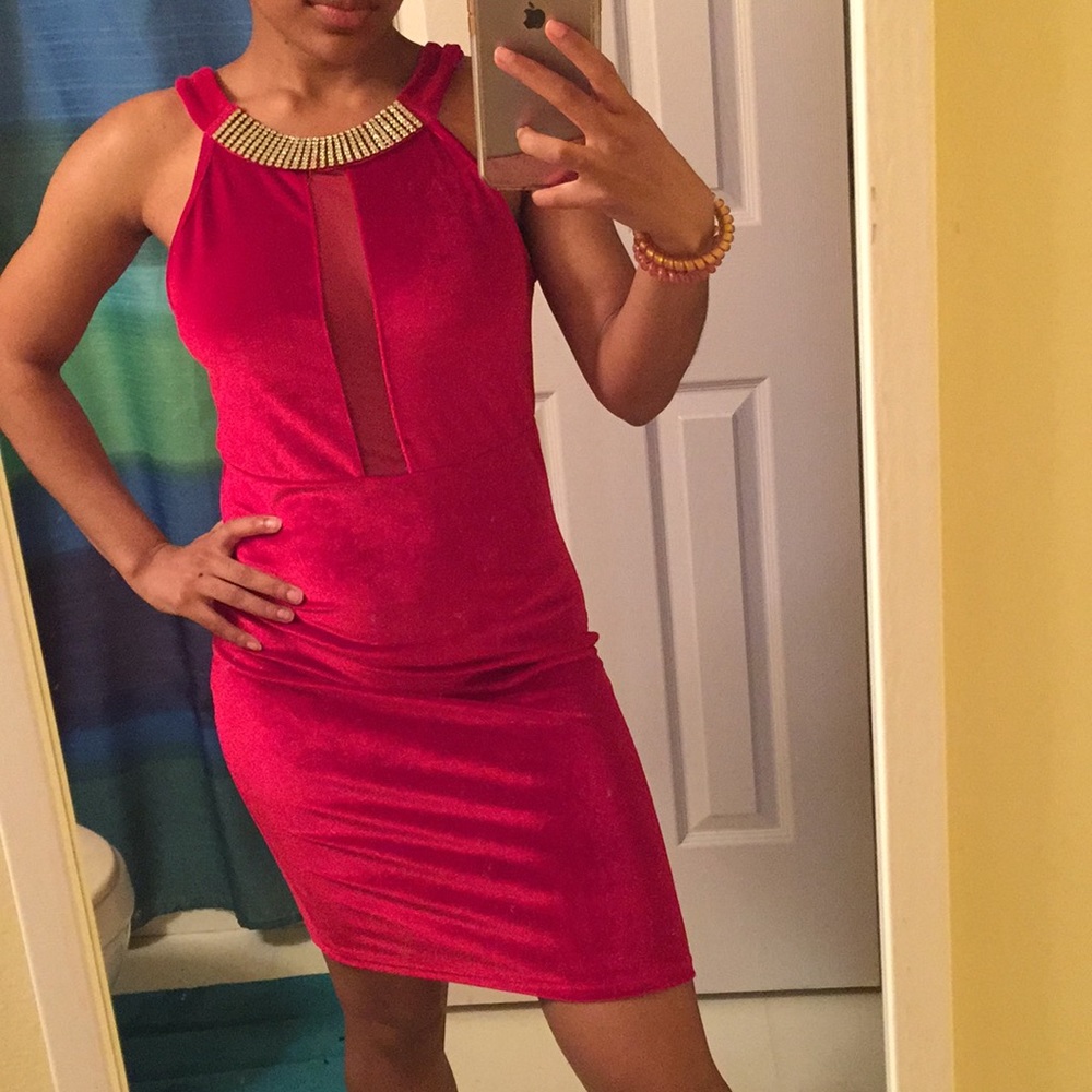 Red Velvet Bodycon Dress